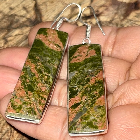 Unakite Jasper Earrings 2 1/2” - Picture 8 of 12